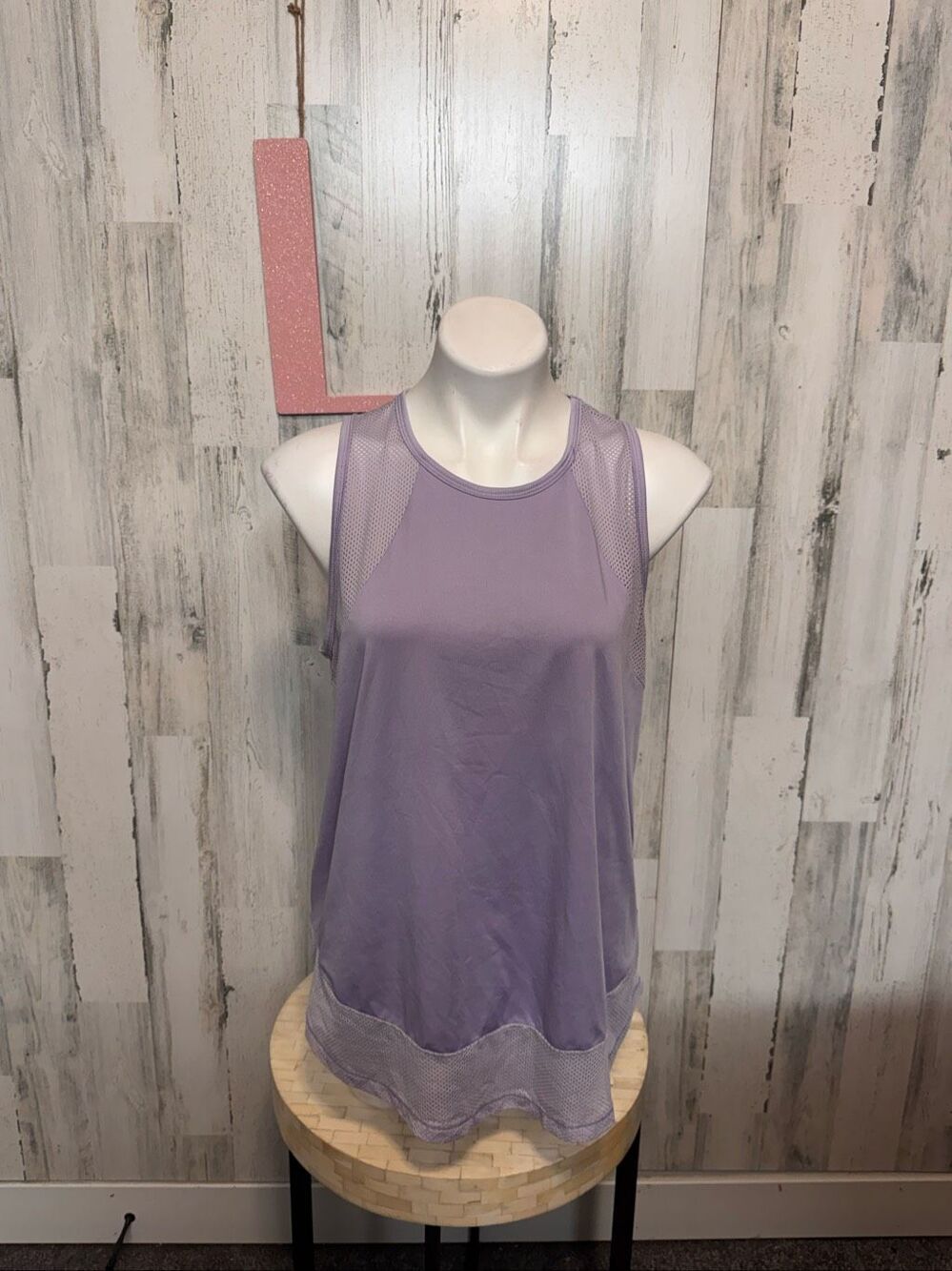 AVIA Lavender Purple Mesh Trim Activewear Tank Top Womens Size Large 12-14